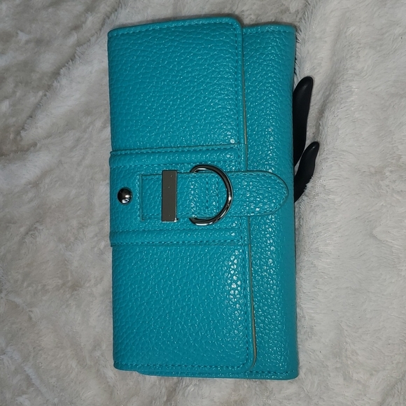 Handbags - Vintage Teal/Gold faux leather large wallet